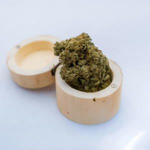 kush in wooden bowl