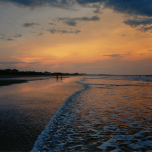 a South Carolina beach at sunset