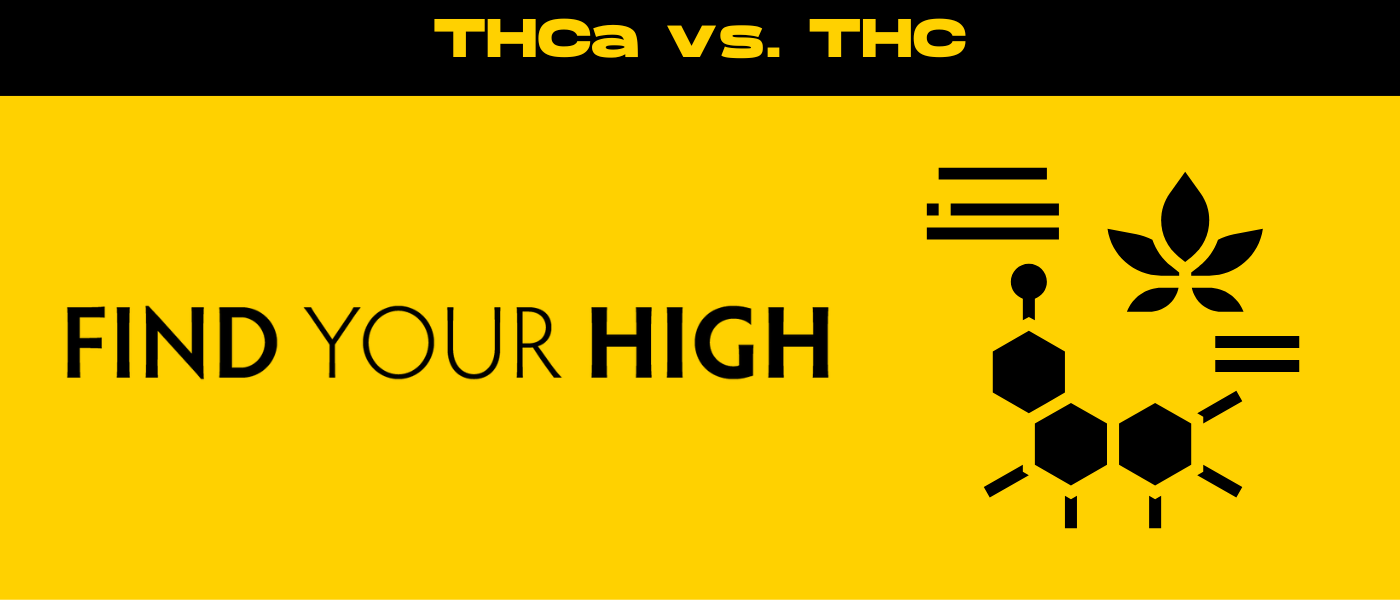 black and yellow banner image for thca vs thc blog