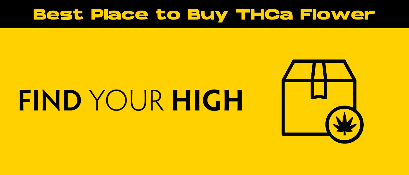 black and yellow banner image for best place to buy thca flower blog