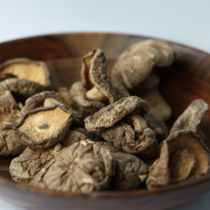 dried mushrooms in brown bowl