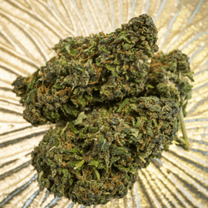 cannabis nugs against gold background