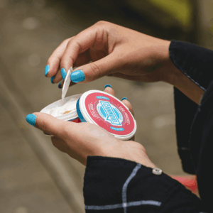 hand reaches in to CBD patches