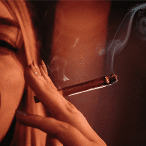 up close image of a burning blunt