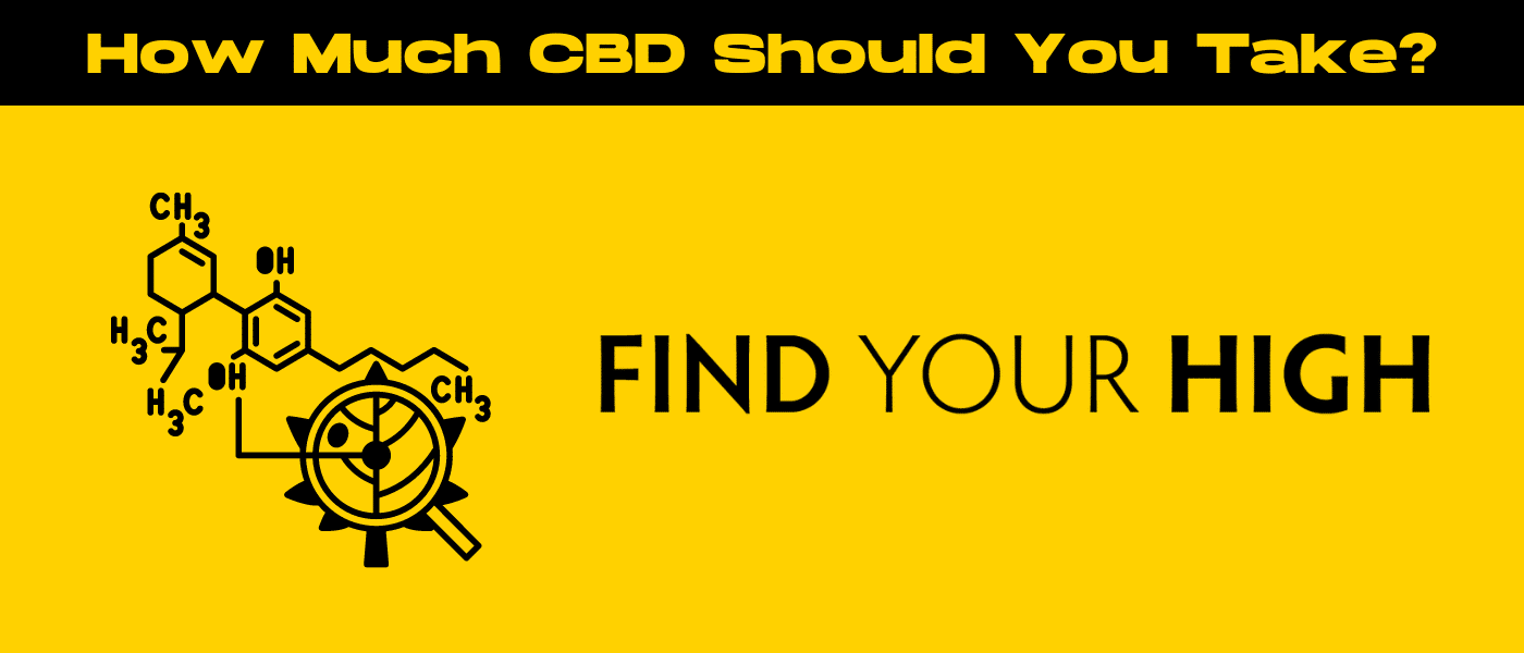 black and yellow banner image for how much cbd should a beginner start with