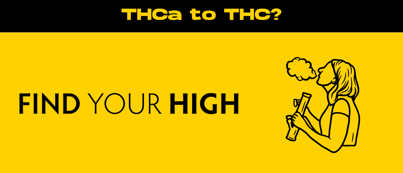 black and yellow banner image for does smoking thca convert it to thc blog