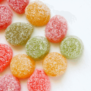 sugar coated colorful gummies