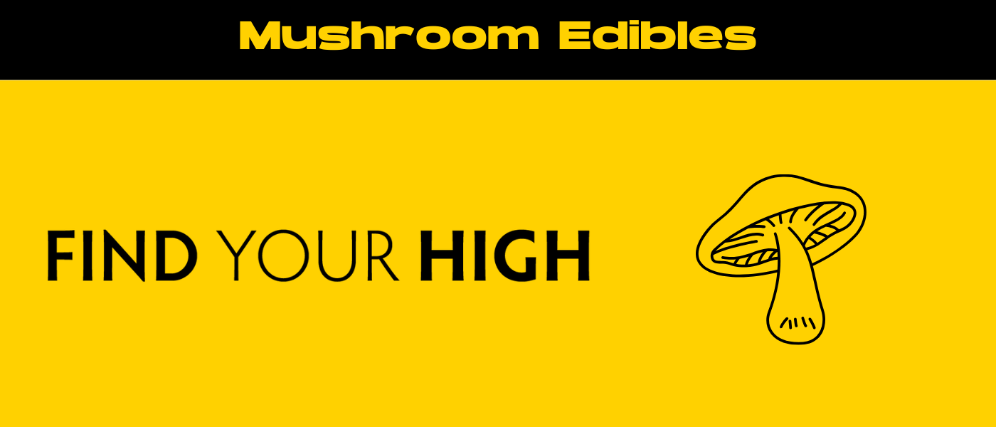black and yellow banner image for mushrooms edible types blog
