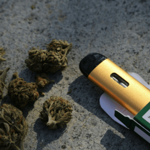 gold cannabis vape and flower