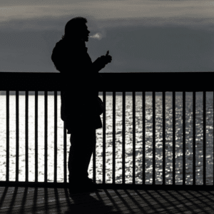 silhouette of person vaping