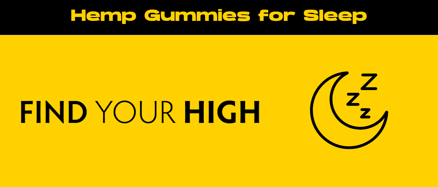 black and yellow banner image for hemp gummies for sleep blog