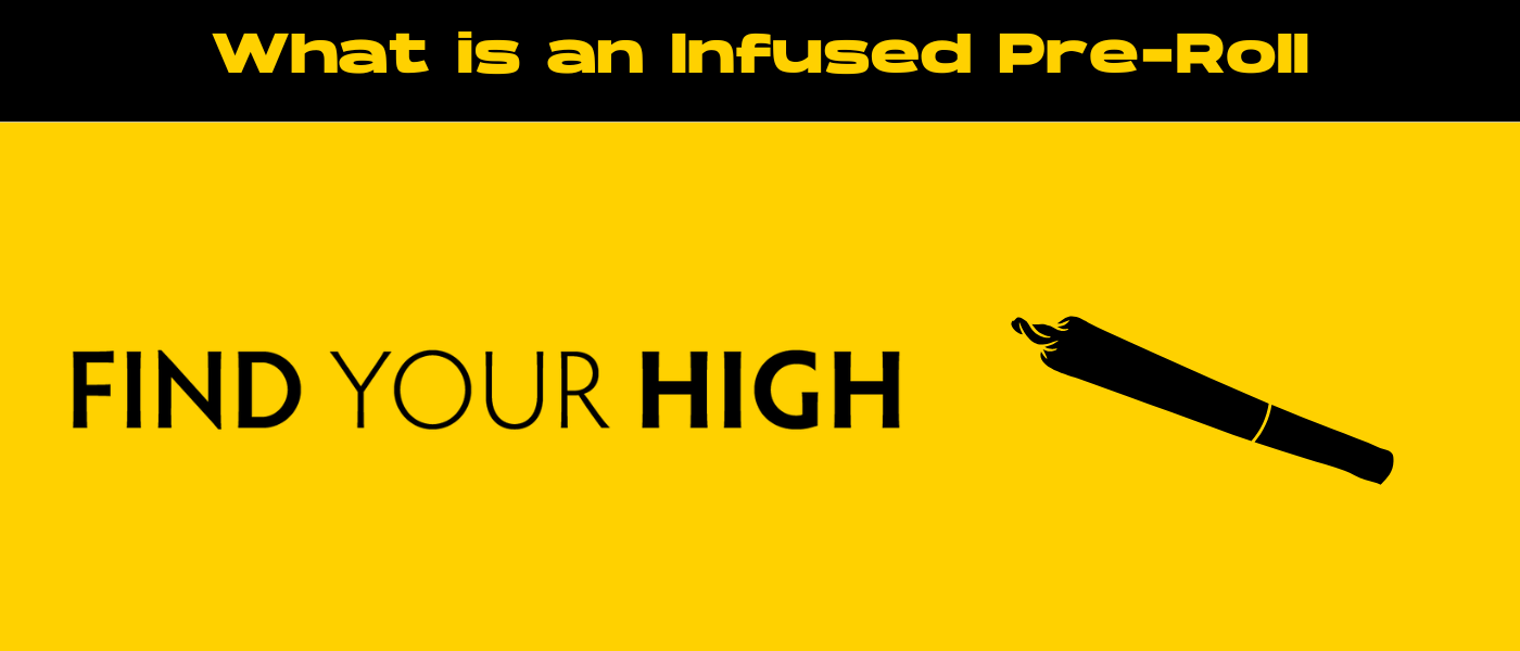 black and yellow banner image for what is an infused pre roll blog