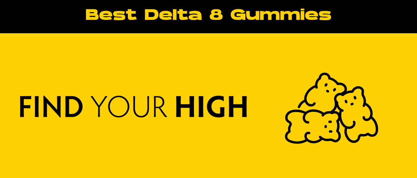 black and yellow banner image for best delta 8 gummies blog