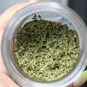 jar of ground cannabis flower