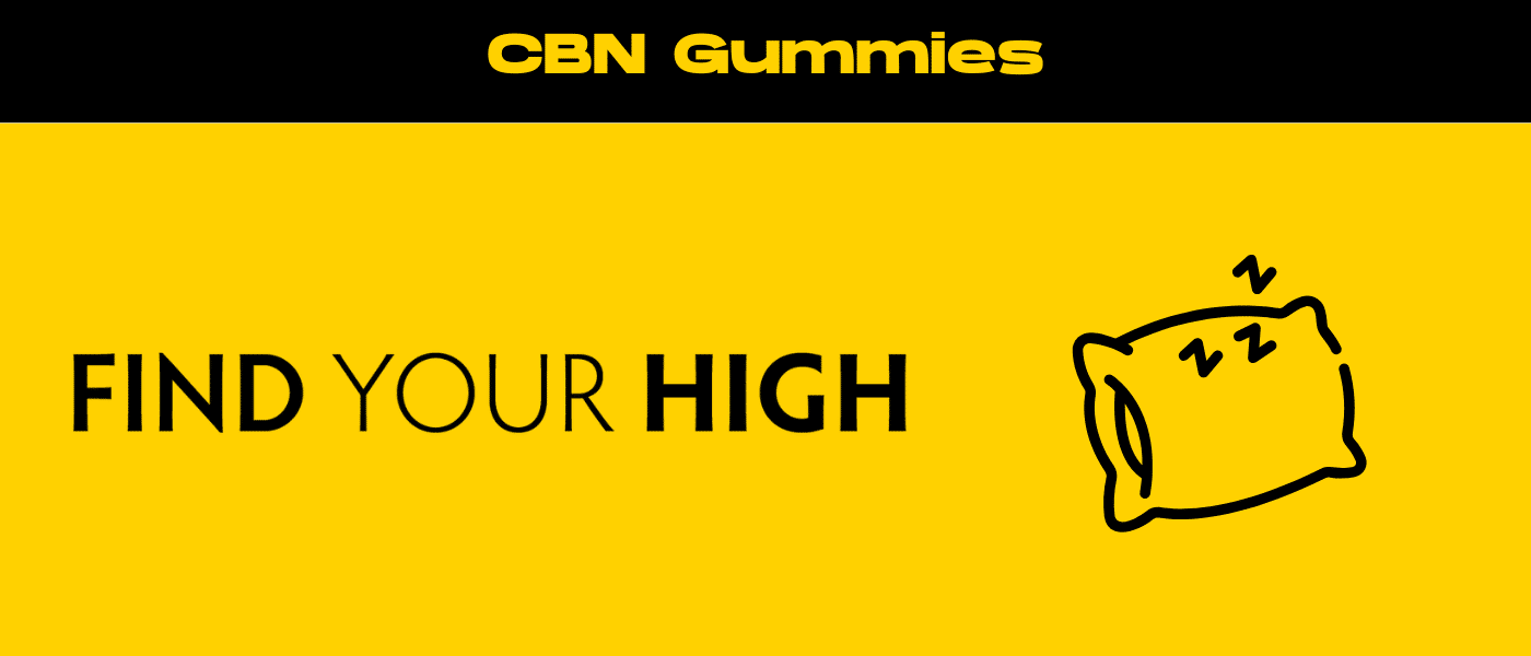 black and yellow banner image for what is CBN in gummies blog