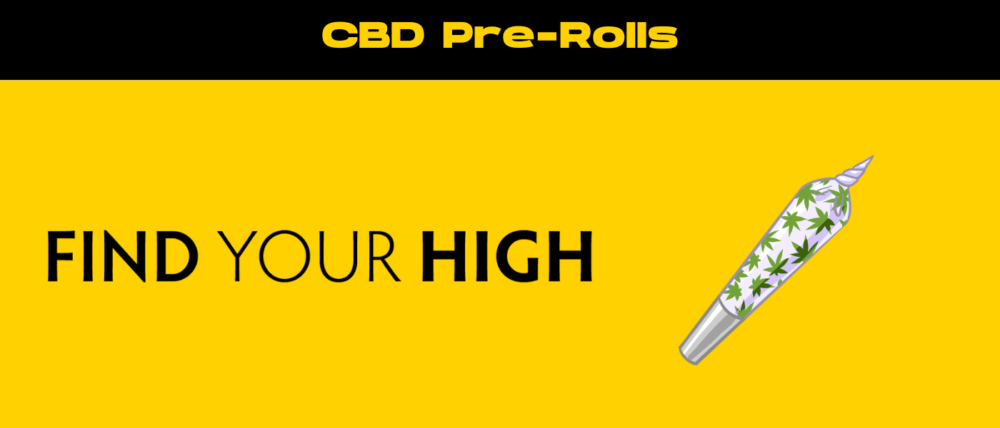 black and yellow banner image for cbd pre rolls blog
