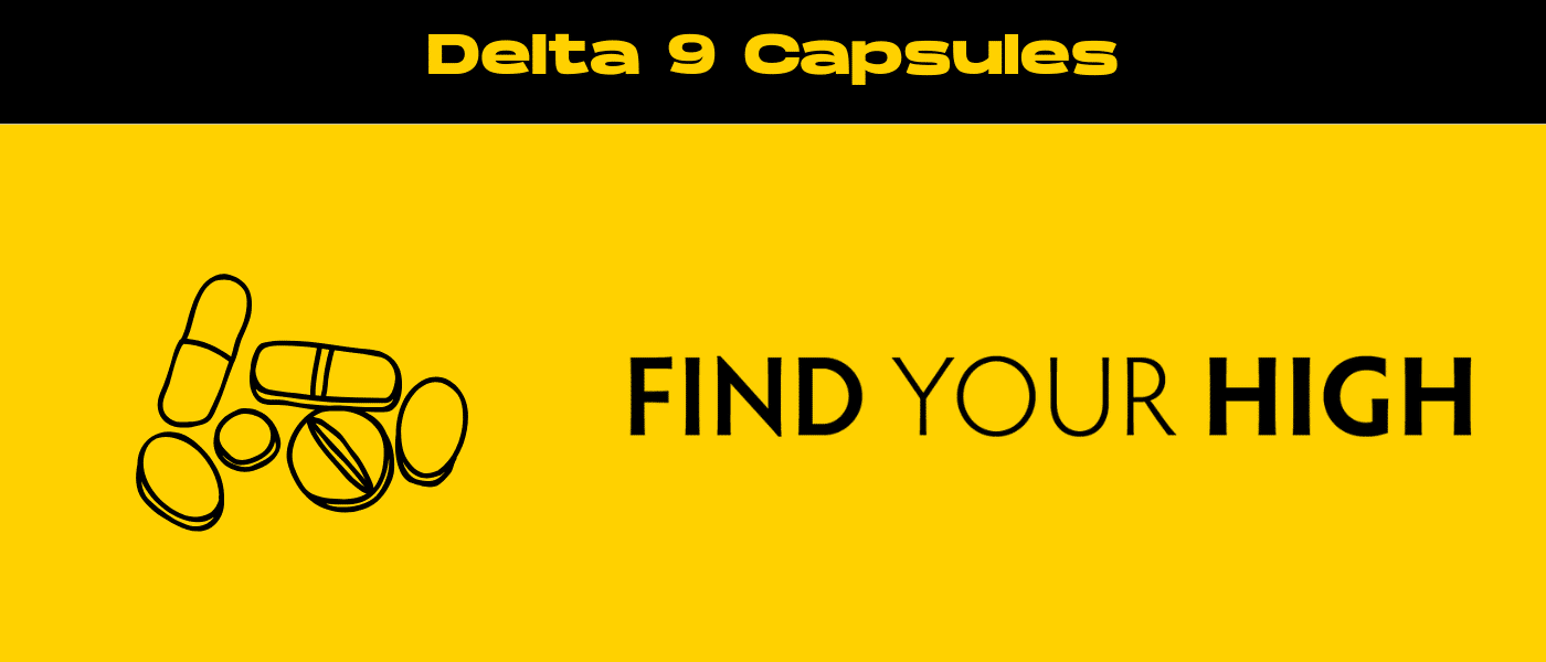 black and yellow banner image for delta 9 capsules blog