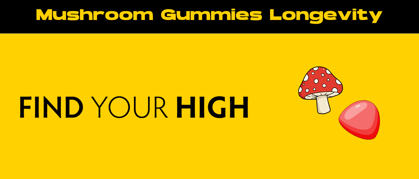 black and yellow banner image for how long do mushroom gummies last