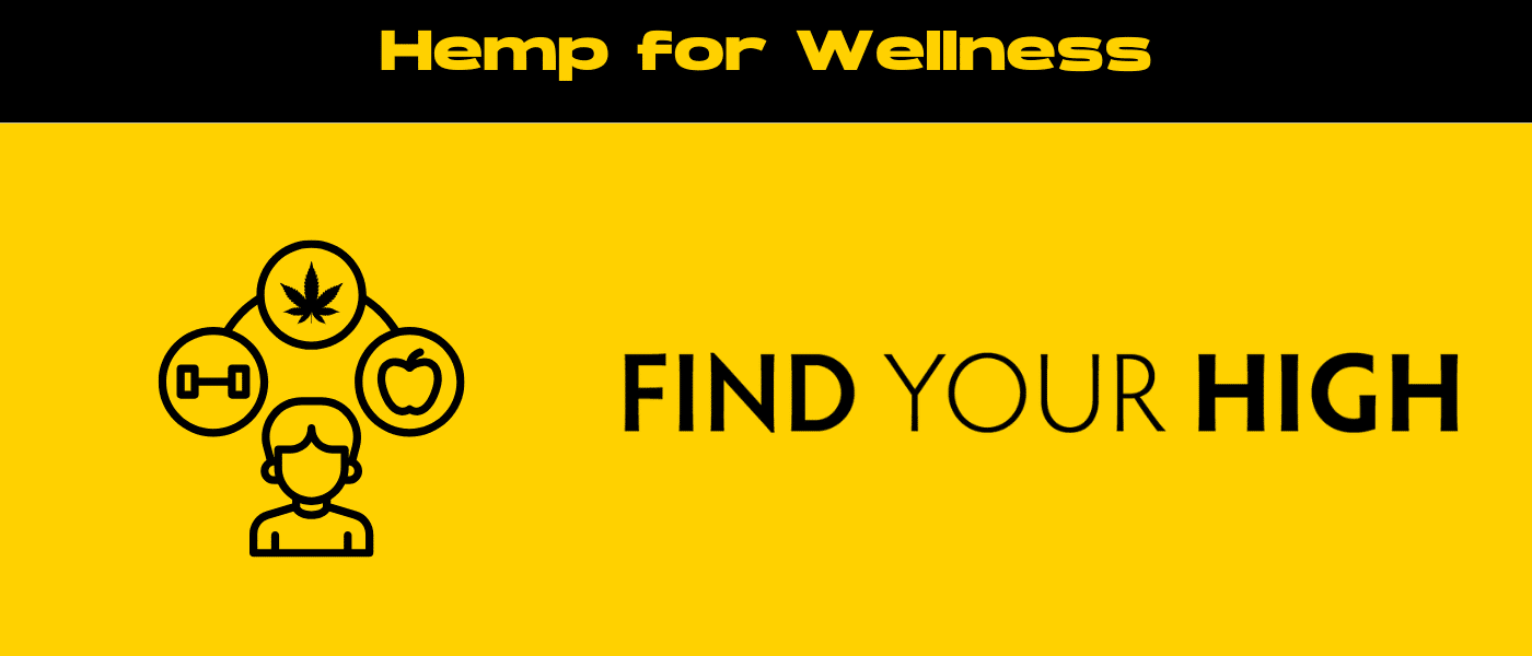 black and yellow banner image for hemp for wellness blog