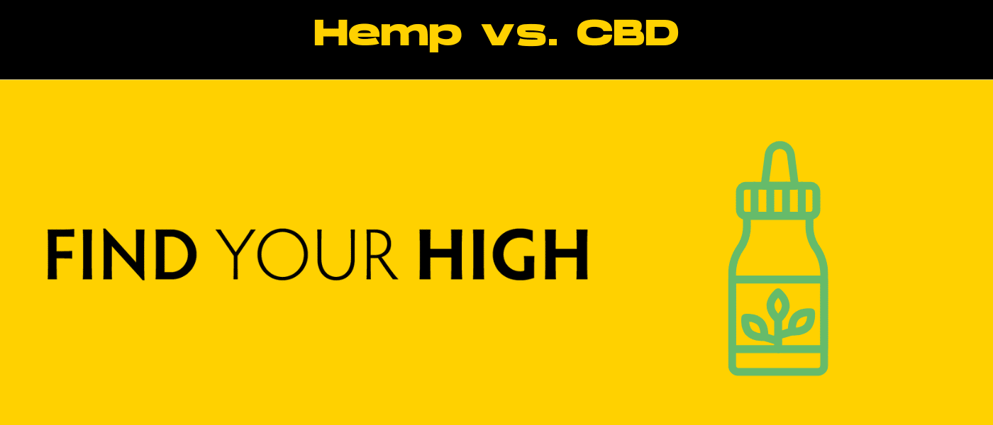 black and yellow banner image for what is the difference between hemp and cbd blog