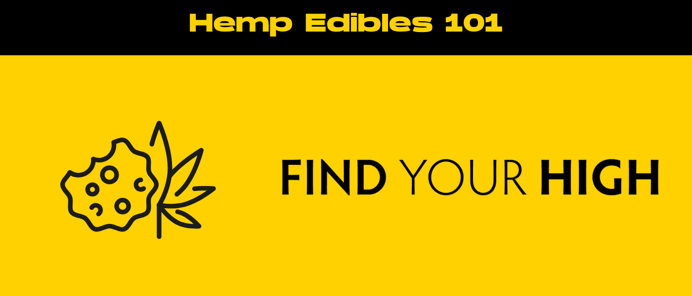 black and yellow banner image for hemp edibles 101 blog