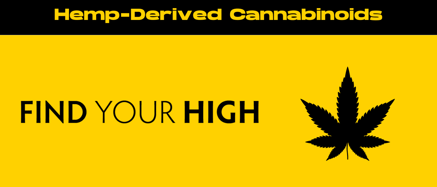 black and yellow banner image for hemp derived cannabinoids blog