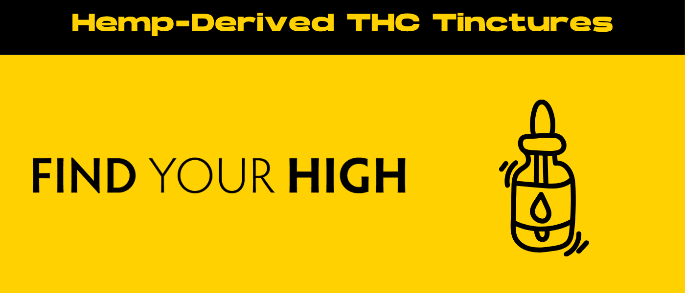black and yellow banner image for hemp thc tincture blog